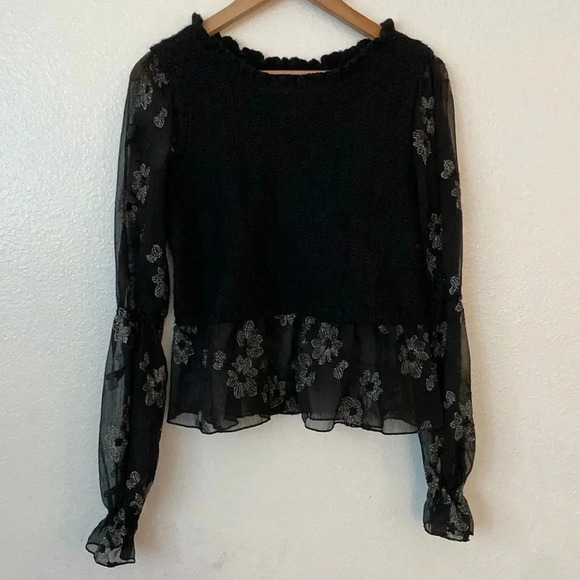 Anthropologie XXS Embroidered Sheer Layered Knit Vest in Black - Picture 3 of 10